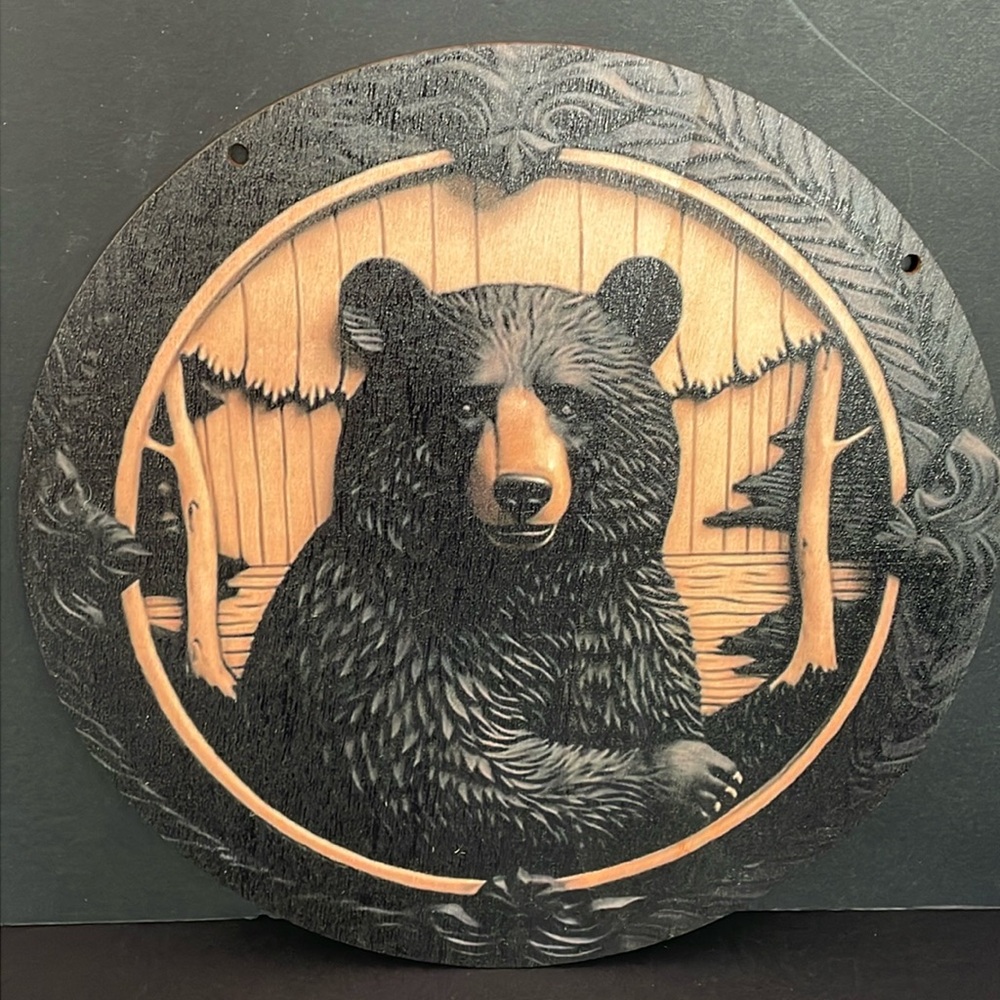 Wood Black Bear Plaque Home Cabin Cottage Decorative Wall Decor New